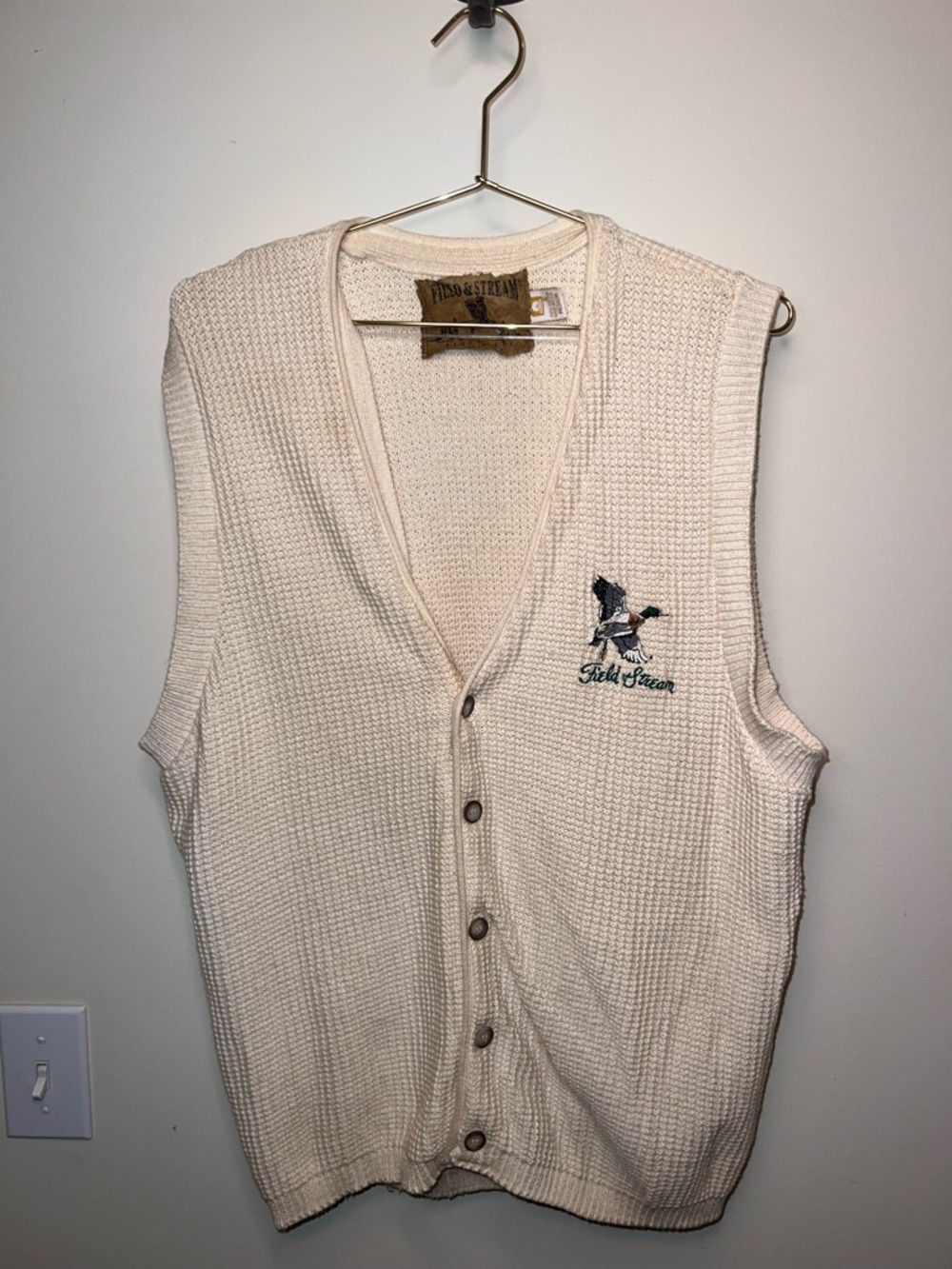 Vintage Field & Stream Mallard Duck Sweater Vest USA Mens M